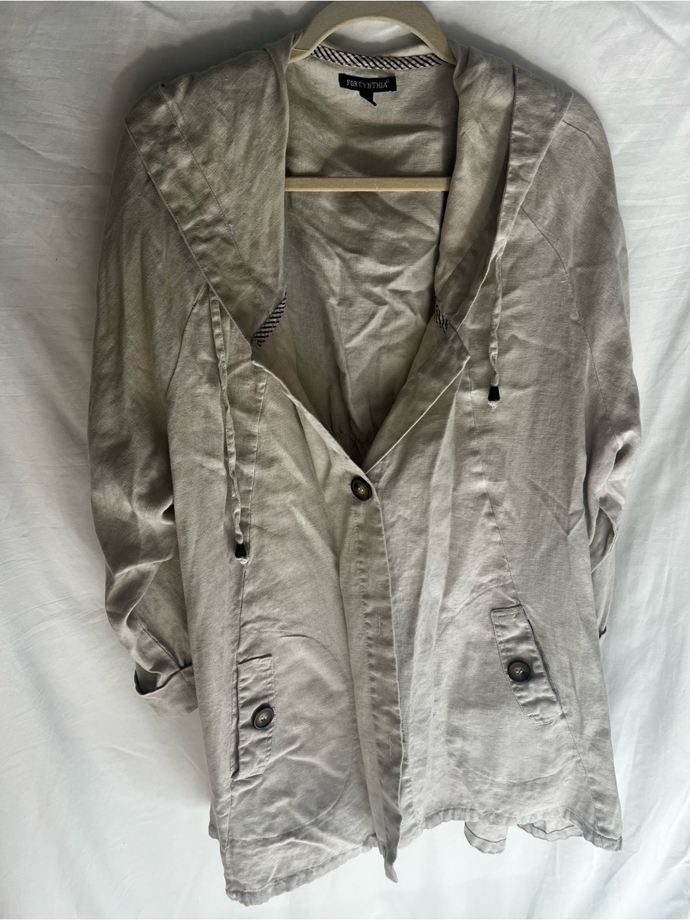 For Cynthia Light Gray Utility Hooded Jacket